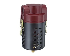 FLAIR M300/SC1P ¾" vandudskiller med autodræn, mørkerød top og perforeret mørkegrå cylinder.