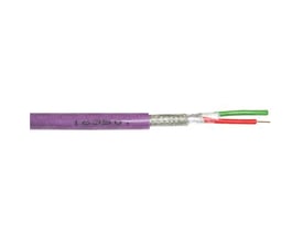 Violet Profibus L2 FC kabel med skærm og synlige ledere i rød og grøn. Produktet har en let tekstur på kappen.