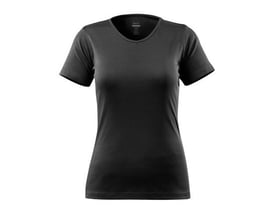 Mascot sort dame t-shirt i 100% bomuld med V-hals og korte ærmer, vist frontalt på hvid baggrund.