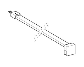 Illustration af Ifö Showerama Art stabiliseringsstang til brusevæg, der viser monteringsbeslagene og stangens form.