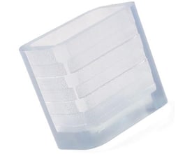 LIT230 endestykke i farveløs silikone, 14 mm bredt og 7 mm højt, med synlige riller og IP67-klassificering.