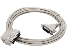 Siemens SIMATIC S7-400 interfacekabel IM461-3 i grå farve med 5 meter længde og to D-sub stik, monteret på hvid baggrund.