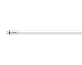 Philips MASTER LED-lysrør T8 på 1200 mm med hvidt rør, synlige stifter og roterende endekappe.