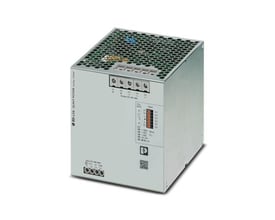 Phoenix Contact QUINT4-PS/3AC/24DC/40/IOL strømforsyning med metalhus og ventilationsgitter på toppen.