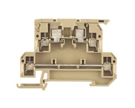 Weidmüller sikringsklemme KDKS 1/35 til 5x20 mm finsikring, set forfra med åbne metaltilslutninger.