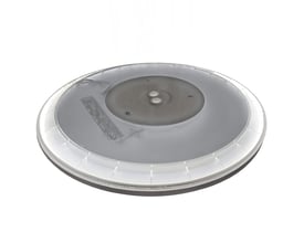SpectrumLED Nymphea Flad Duo 24W LED loftlampe set fra undersiden, viser montering og elektronik.