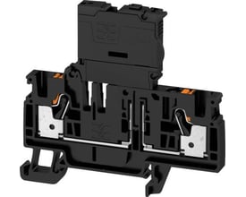 Weidmüller AFS 4 2C 60-150V BK sikringsklemme med PUSH IN teknologi, viser fjederterminaler og sort kabinet.