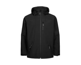 Lyngsøe Rainwear softshell jakke FOX200 i sort, størrelse 2XL, med hætte og lynlåslommer.