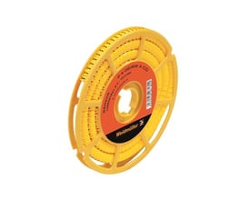 Weidmüller CLI C 2-4 ledningsmærker på en gul rulle til kabelmærkning af kabler fra 2,5 til 16mm².