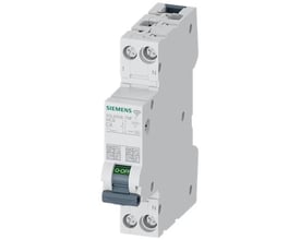 Siemens miniatureafbryder 5SL6 COM til 230V med 6kA afbrydelseskapacitet og C-karakteristik, 8A.