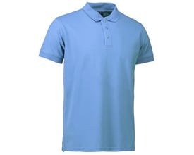 ID Identity Polo stretch skjorte i lys blå, størrelse M, fremstillet af piquékvalitet med stretch og tone i tone-knapper.