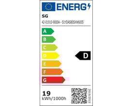 EU energimærke D for SG Frame Maxi LED armatur, 19 kWh/1000h, sort, med QR-kode og modelnummer.