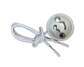 V-TAC GU10 fatning i keramik med hvidt PVC-kabel, klar til loftmontering.