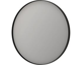 Sanibell SP17 rundt LED spejl med Ø60 cm og en elegant sort aluramme, ideel til moderne badeværelser.