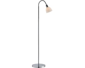 Nordlux Ray gulvlampe med krom finish, 150 cm høj og 12 cm skærmdiameter, med E14 fatning.