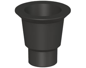 Sort Siemens røradapter med en udvendig diameter på 70 mm, designet til montering på rør til indbyggede signallamper.