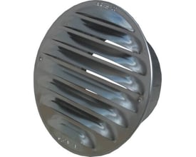 Fresh murrist med studs i aluminium med 130mm udvendig diameter og 100mm studs. Gitteret har skrå lameller for ventilation.