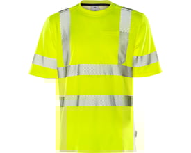 Kansas Fristad HiVis t-shirt i gul, kl. 3, med rund hals og reflekterende striber over brystet og ærmerne.
