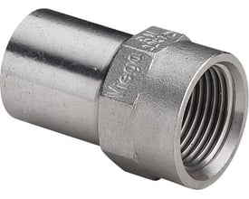 Viega G1 Sanpress Inox indstiksovergangsstykke i rustfrit stål, 28 mm x ¾" med muffe (Rp) gevind.