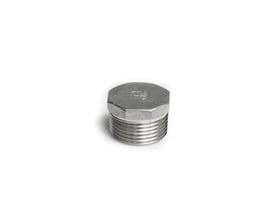 Hex-hoved prop med konisk BSPT-gevind i rustfrit stål, 3/4" størrelse og 20 bar tryk, vist på hvid baggrund.