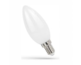 SpectrumLED LED-kertepære C37 med hvid, aflang pæreform og E14-fatning, 4 W og varm hvidt lys på 2700 K.