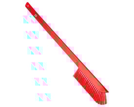 Vikan ultra smal vaskebørste i rød med langt skaft og tynde, tætte børstehår, perfekt til rengøring af svært tilgængelige områder.