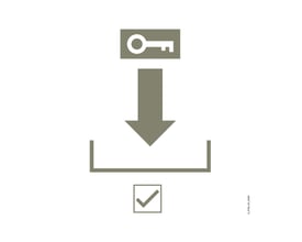 Grafisk symbol for Siemens SIMATIC S7 PID Professional licensnøgle download, viser en nøgle, en pil og et afkrydsningsfelt.