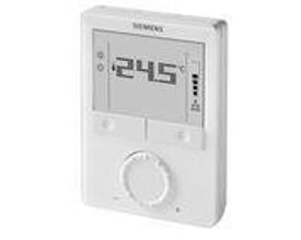 Siemens RDG100 rumtemperaturregulator med AC 230 V, viser 24.5 grader Celsius og betjeningsknapper.