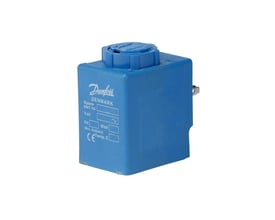 Danfoss BA115A spole set fra siden med topdæksel og mærkning, 115 V AC, 9 W, 50 Hz og IP00.