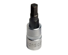 Ironside unbrakotop på 5 mm med 1/4-tomme firkant, set forfra med sekskantet spids og metalfatning.