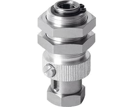 Festo ESH-HC-5-G holder til vakuumsuger med højdekompensator og vakuumtilslutning. Den er udført i metal og har en diameter på 10 mm.