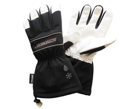 Activewear Teddy 5480 vinterhandske, str. 9, med sort overside, hvide fingerspidser og hvid håndflade.