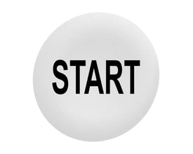 Schneider Electric løs trykflade til Ø30mm flush trykknaphoveder, hvid med sort "START" tekst.