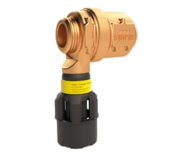 Kemper CA tilbagestrømningssikringsventil i messing med 3/4" udvendig gevind og sort plastdetalje.