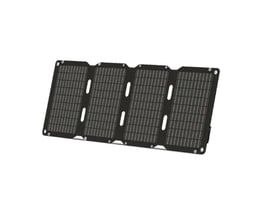 Zmartgear 40W bærbart solpanel i sort, vist fra siden med solcellerne tydeligt synlige, monteret med metaløjer.