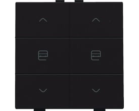 Niko NHC dobbelt motortryk i mørkebrun med ikoner for op, stop og ned, designet til busprintinstallation.