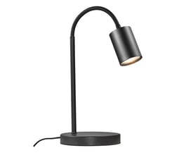 Studiemodellen af Nordlux Explore bordlampen i sort metal med GU10 fatning, vist på hvid baggrund.