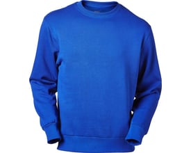 Koboltblå Mascot Carvin sweatshirt med logo i nakken, XS, vist med rund hals og ribstrik.