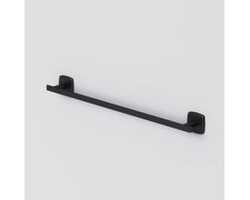 AM.PM Gem håndklædeholder i sort mat, 50 cm bredde, vist fra siden med let vinkel på grå væg.