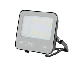 V-TAC VT-4455 LED projektør på 50W i sort aluminium med justerbart beslag, vist på hvid baggrund.