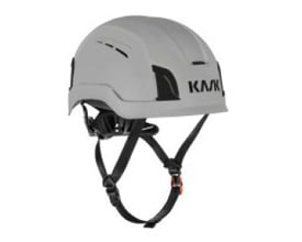 Lys grå Kask Zenith X Max Air-hjelm med sort hagerem, set skråt forfra.