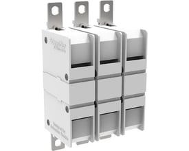 Schneider Electric 3-faset hovedkontaktsæt til TeSys Giga 400-500A kontaktorer, lavet af hvid plast med metalterminaler.