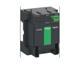 Schneider Electric kontrolmodul LX1G3Q til 3-polet kontaktor, 100-250V AC/DC, med grøn farvehighlight.