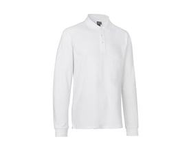 ID Identity poloshirt med lange ærmer i hvid pique kvalitet og stretch materiale, str. 4XL.