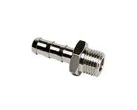 Legris slangenippel fra Parker i forniklet messing med 7mm slangetilslutning og 1/4" BSPP gevind, vist på hvid baggrund.