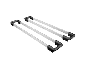 Blanco ETAGON tilbehørsriste i børstet aluminium med sorte endestykker, solgt som et sæt på to stk.