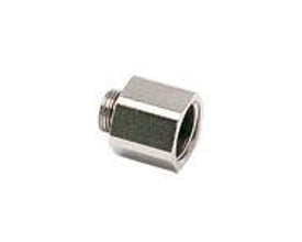 Legris nippelmuffe, 1/4"X3/8", 0179 fra Parker, fremstillet i forniklet messing med G1/4 udvendig og G3/8 indvendig tilslutning.