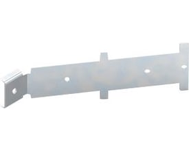 Cubic BSM beslag for DIN kabelfelt fremstillet af metal med perforeringer og vinklede endestykker.