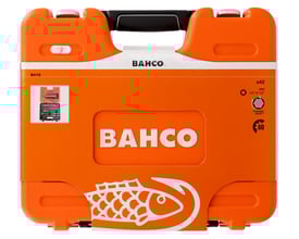 Bahco topnøglesæt S410 med 41 dele, 1/4" og 1/2" størrelser, i orange og sort plastkuffert med håndtag og logo.