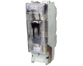 Siemens LV HRC sikringsbase str 4, 1-polet, 1250A med flad terminal og gennemsigtigt beskyttelsescover.